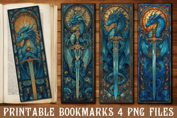 Blue Dragon Sword Fantasy PNG Bookmark Review for Real Embroidery Projects