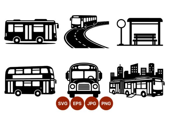 Bus Icons Vector for Crafts and Graphics