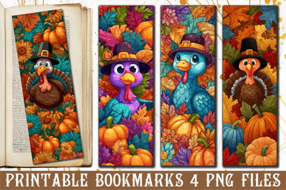 Cartoon Turkey Pilgrim Hat Bookmark: Graphics and Crafts in Action