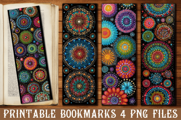 Colorful Mandala Dot Art Paint Bookmark: Graphics and Crafts for Branding