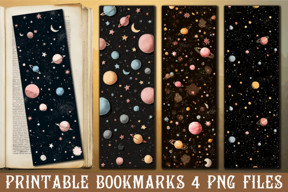 Cute Pastel Planet Star Pattern Bookmark: Graphics & Crafts for Small Business