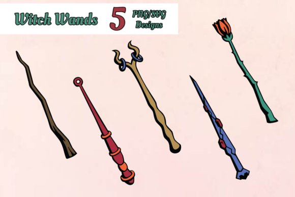 Eclectic Witch Wand Collection: Graphics and Crafts for Magical Branding