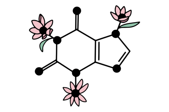 Floral Caffeine Molecule: Graphics & Crafts with a Scientific Twist