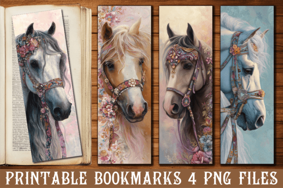 Floral Fancy Horse Portrait Bookmark Graphics and Crafts