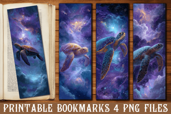 Galaxy Space Sea Turtle Cosmic Bookmark: Graphics and Crafts for Creative Design