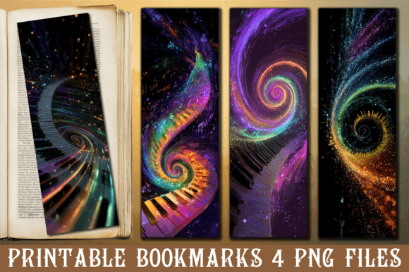 Galaxy Spiral Piano Music Art Bookmark: Graphics for Crafts