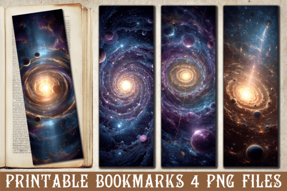 Galaxy Spiral Space Aesthetic Bookmark: Graphics & Crafts