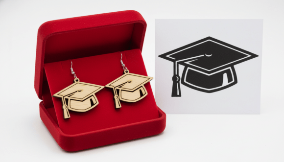 Graduation Cap Earring Design: A Unique Graphic Asset for Crafts and Branding