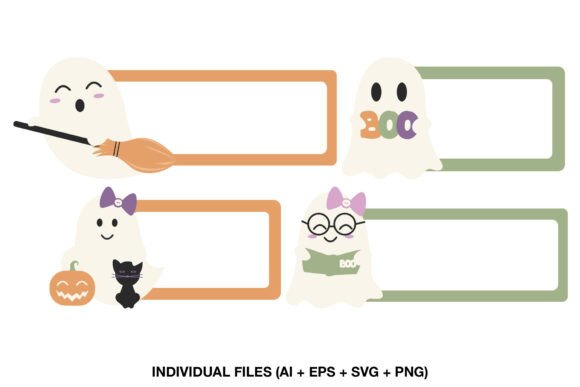 Halloween Ghost Name Tags Labels Graphics