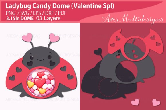 Ladybug Candy Dome Graphics for Crafts Projects
