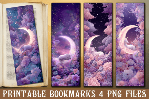 Magical Garden Pond Unicorn Bookmark Graphics