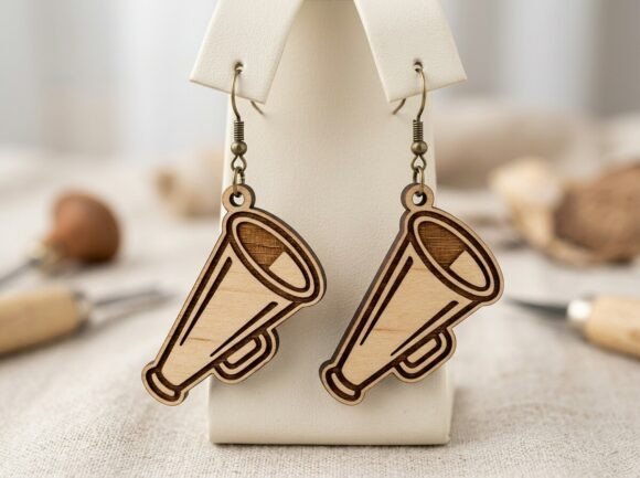 Megaphone Earring Laser Cut Design: Graphics & Crafts