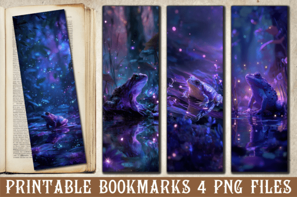 Mystical Glowing Toad Night Bookmark: A Graphics Asset for Crafts with Character