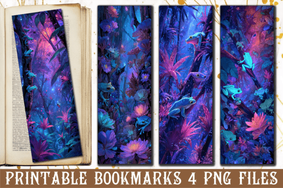 Neon Jungle Tree Frog Art Bookmark: Graphics for Crafts and Content