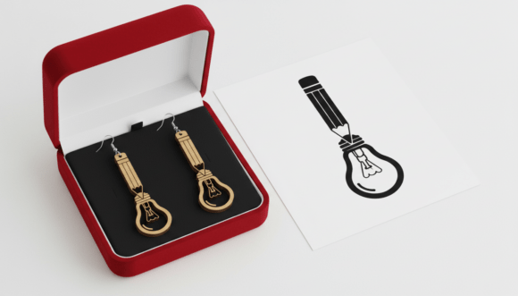 Pencil Light Bulb Earring Laser Cut