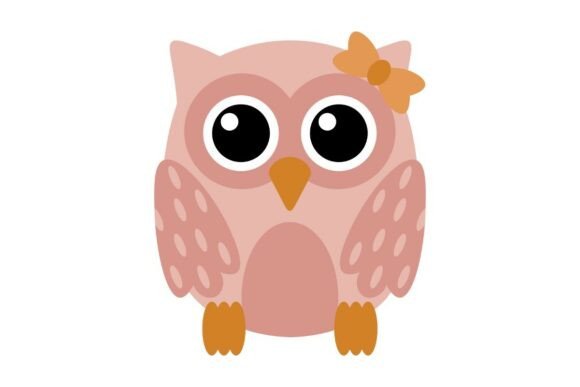 Pink Owl with Bow: A Versatile Graphic Design Asset for Crafters