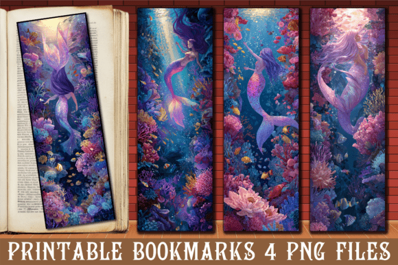 Purple Mermaid Magical Sea Life Bookmark: Graphics & Crafts
