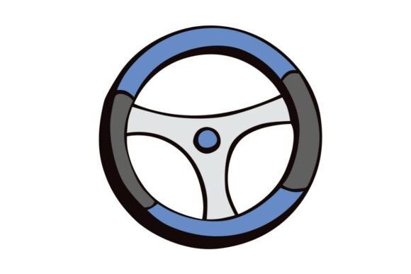 Sporty Blue Steering Wheel: A Versatile Graphic Design Asset for Crafts and Automotive-Themed Projects