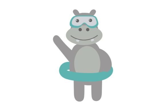 Swimmer Hippo with Goggles: A Versatile Graphic Design Asset for Creative Projects