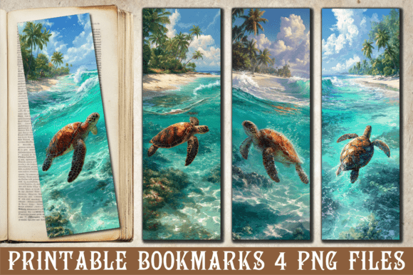 Tropical Sea Turtle Ocean Beach Bookmark: Graphics and Crafts for Digital Publishing