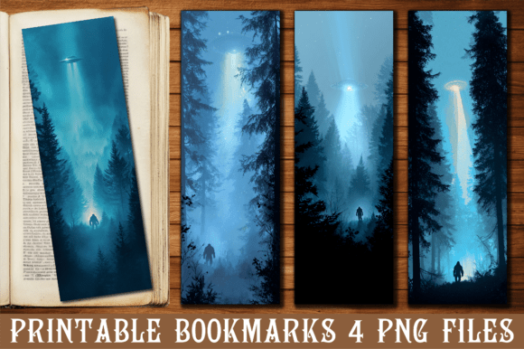 UFO Bigfoot Abduction Forest Bookmark: Graphics and Crafts for Small Business