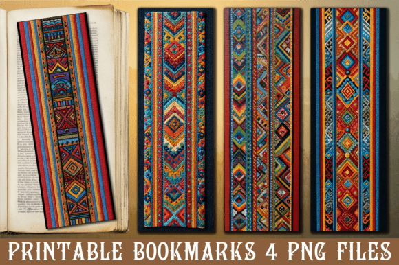 Vibrant Ethnic Tribal Texture Bookmark: A Graphic Design Asset for Crafts and Editorial Use