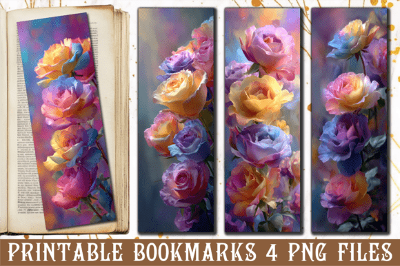 Vibrant Floral Pastel Rose Art Bookmark: Graphics for Crafts