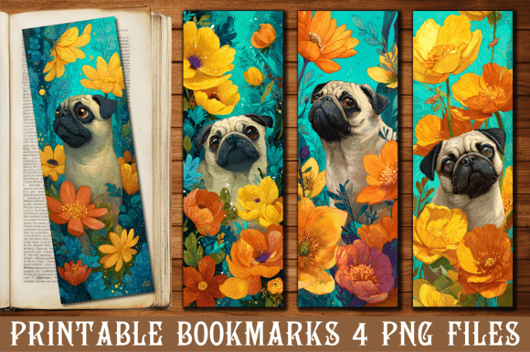 Vintage Floral Pug Dog Art Bookmark Review