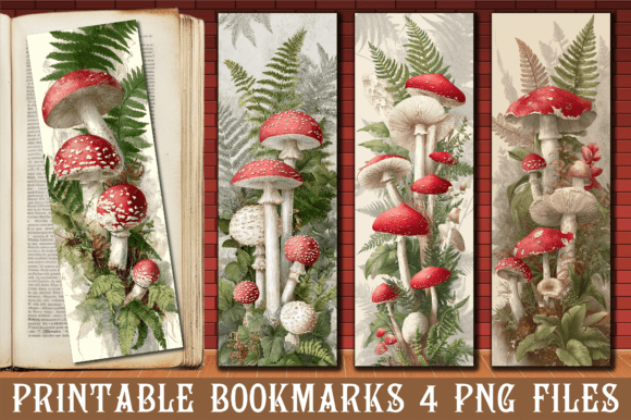 Vintage Mushroom Botanical Art Bookmark: A Versatile Graphic for Crafts & Designers